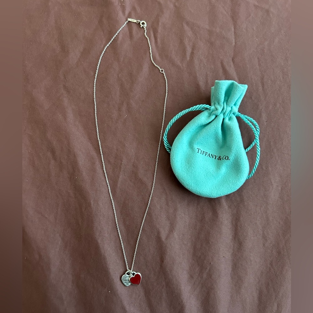 Tiffany & Co Red Double Mini Heart Necklace ❤️